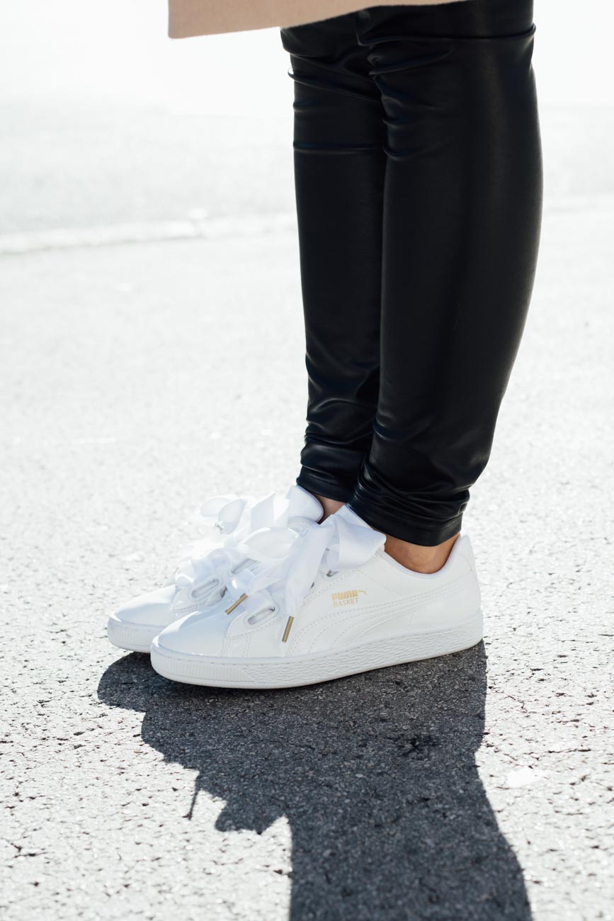 Puma Basket Sneakers - patent leather with a satin bow