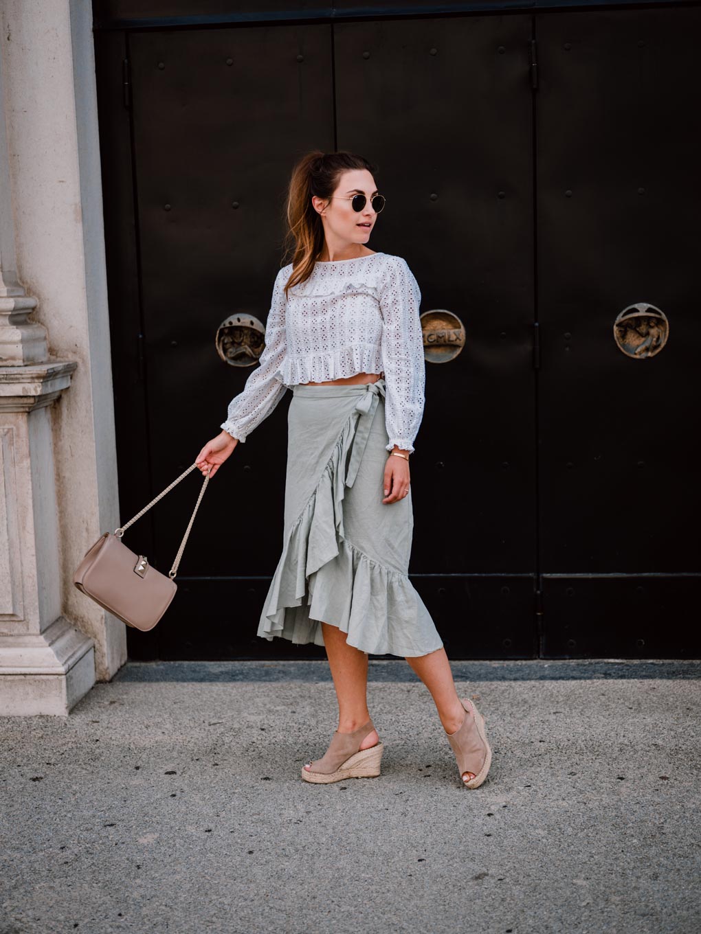 Outfit: Mint Green Linen Skirt with frills | You Rock My Life