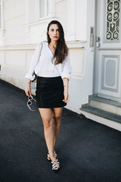 Outfit: Back to basics - leather skirt & linen shirt | You Rock My Life
