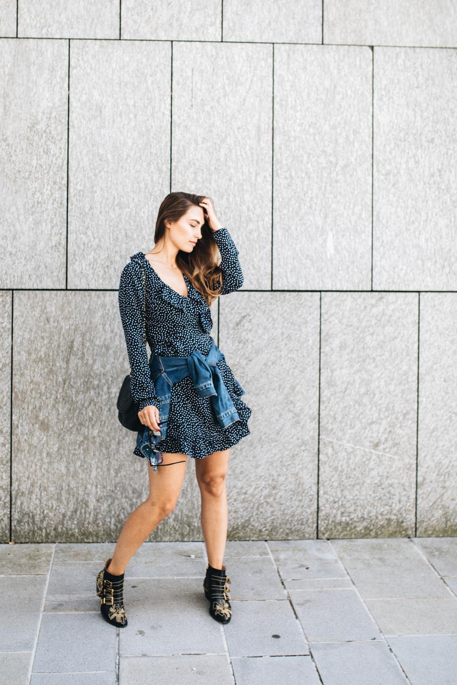 Outfit: Wrap Dress, Denim Jacket, Chloé Susanna Boots | You Rock My Life