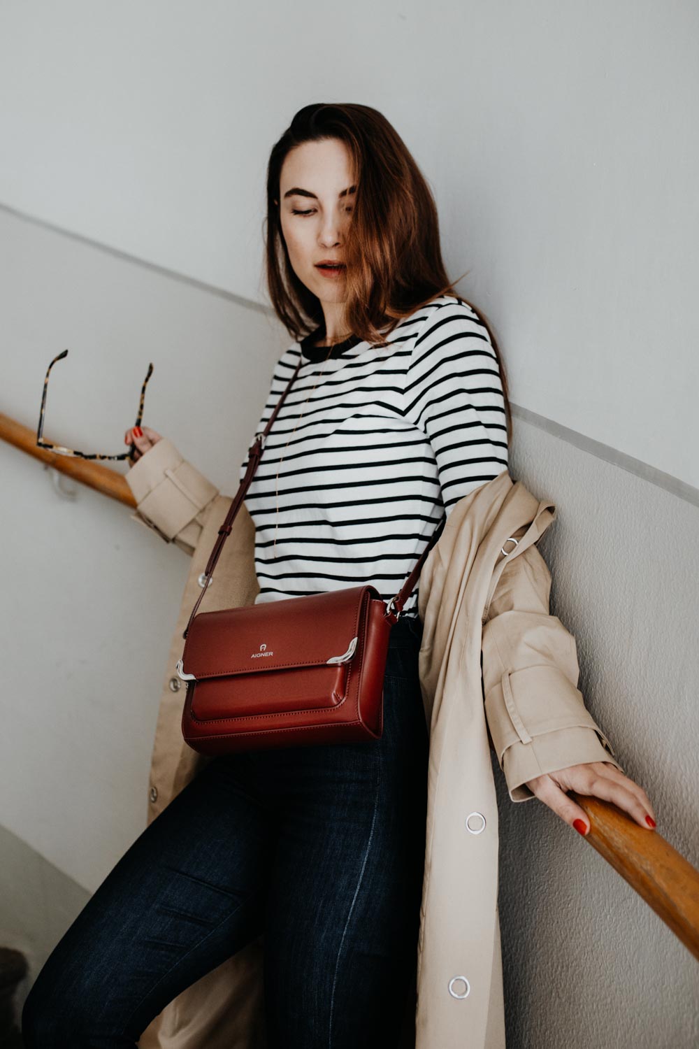 Edited Trench Coat, Edited Striped Shirt, Aigner Amber Bag, Chanel Slingbacks, Selfnation Jeans | TimelessFashion Classics - You Rock My Life