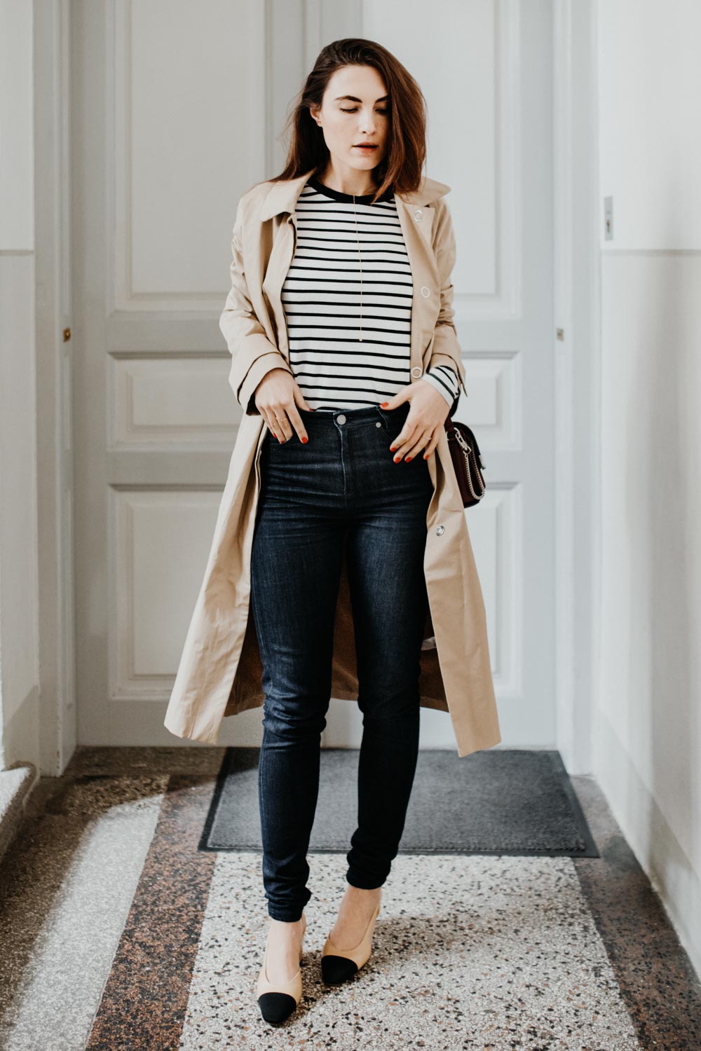 Edited Trench Coat, Edited Striped Shirt, Aigner Amber Bag, Chanel Slingbacks, Selfnation Jeans | TimelessFashion Classics - You Rock My Life