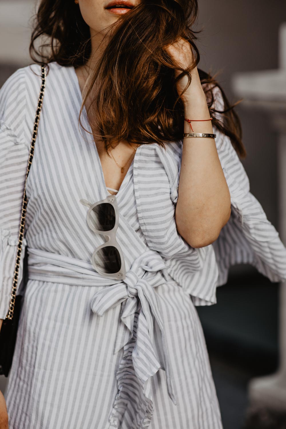 mindful friends wrap dress