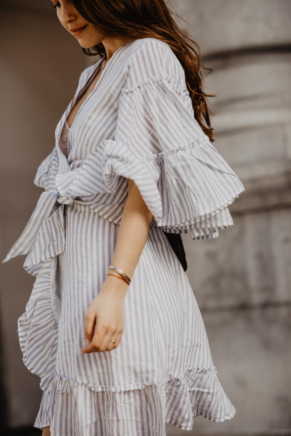 mindful friends wrap dress