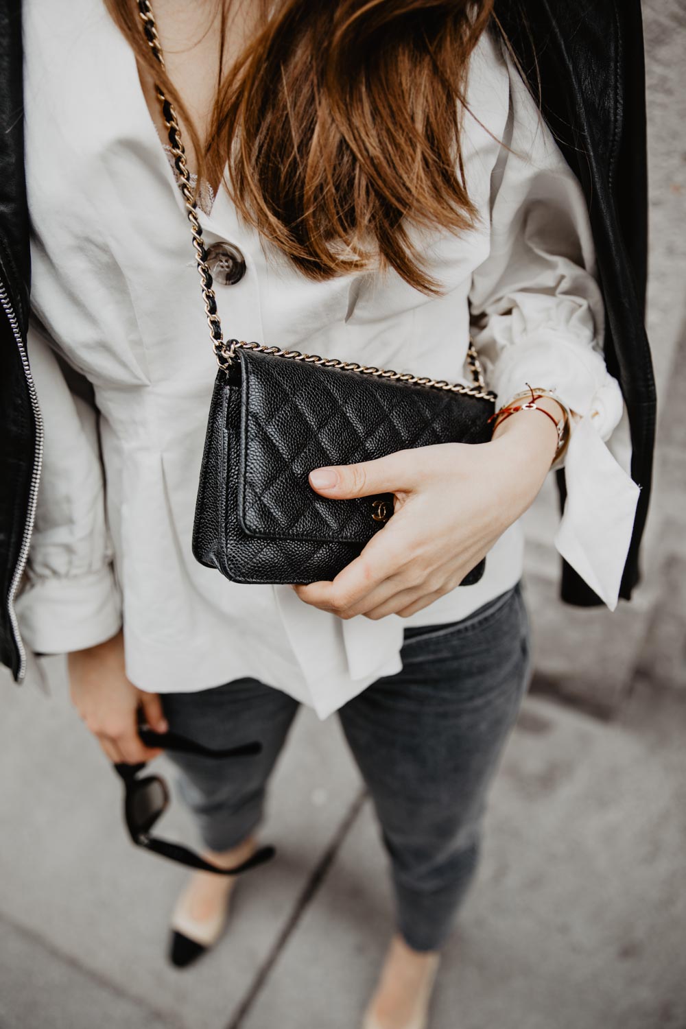 Outfit: Chanel Slingbacks, Closed Pedal Pusher Jeans, Leather Jacket, Céline Sunglasses, Chanel WOC | you rock my life @ninawro