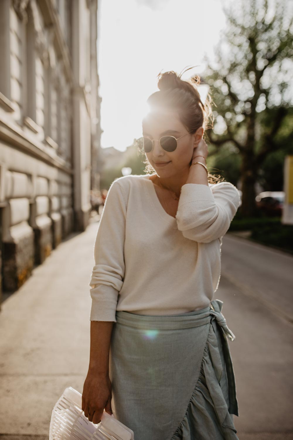 OUTFIT: Frill Skirt, Cashmere Sweater, Chloé Susanna Boots, Cult Gaia Bag | you rock my life