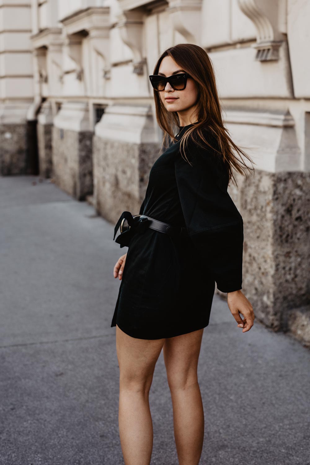 Outfit: The New Black | Aigner Diadora Belt Bag, Castaner Chiara Wedge Heels, Edited Dress, Céline Sunglasses | you rock my life