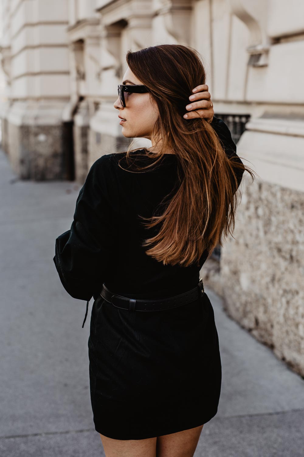 Outfit: The New Black | Aigner Diadora Belt Bag, Castaner Chiara Wedge Heels, Edited Dress, Céline Sunglasses | you rock my life