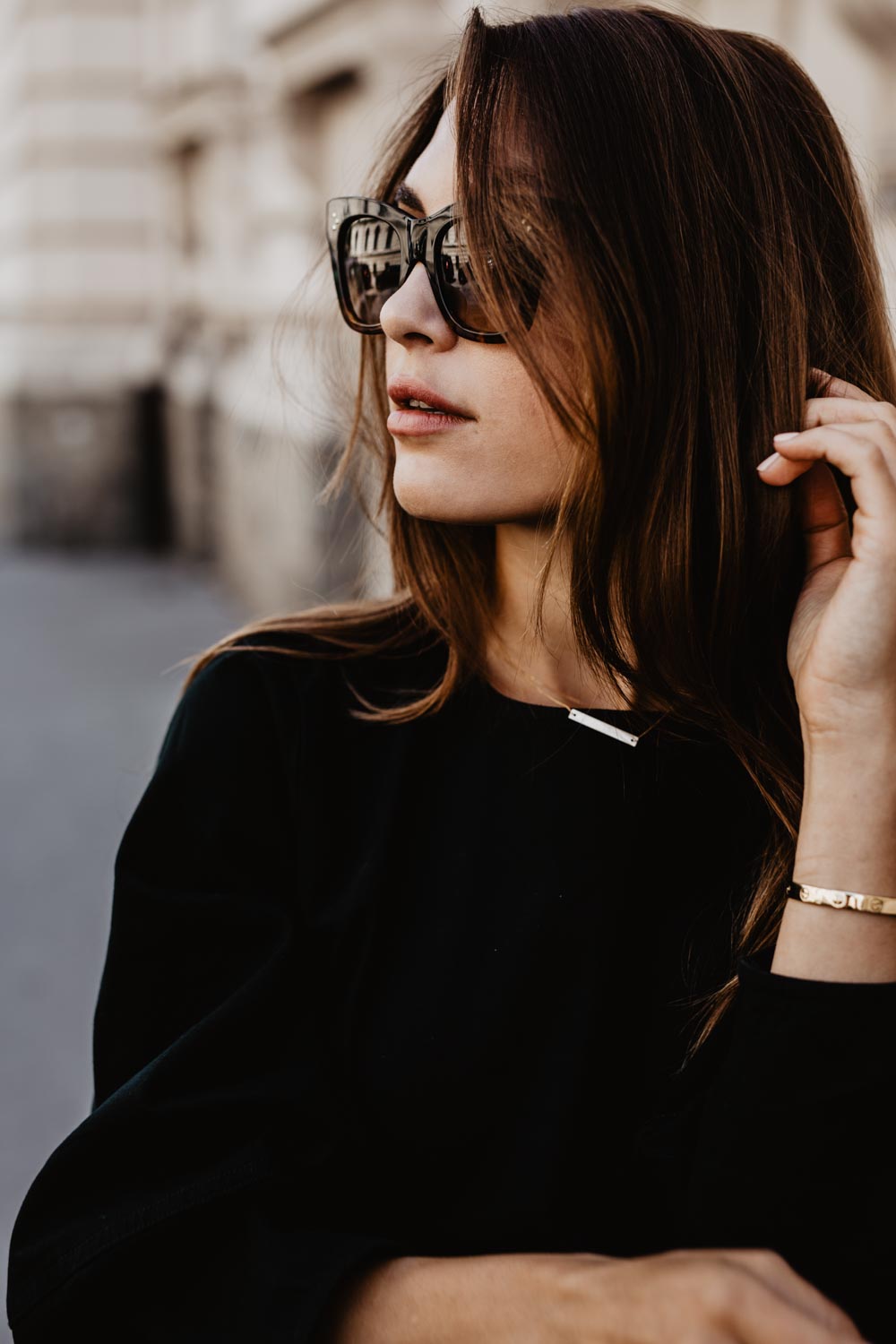 Outfit: The New Black | Aigner Diadora Belt Bag, Castaner Chiara Wedge Heels, Edited Dress, Céline Sunglasses | you rock my life