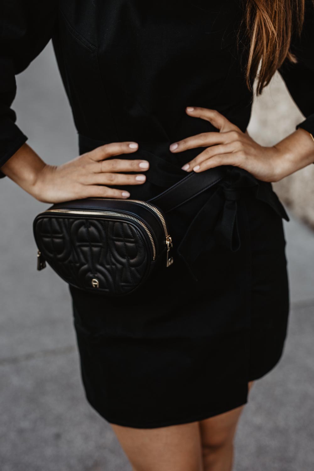 Outfit: The New Black | Aigner Diadora Belt Bag, Castaner Chiara Wedge Heels, Edited Dress, Céline Sunglasses | you rock my life