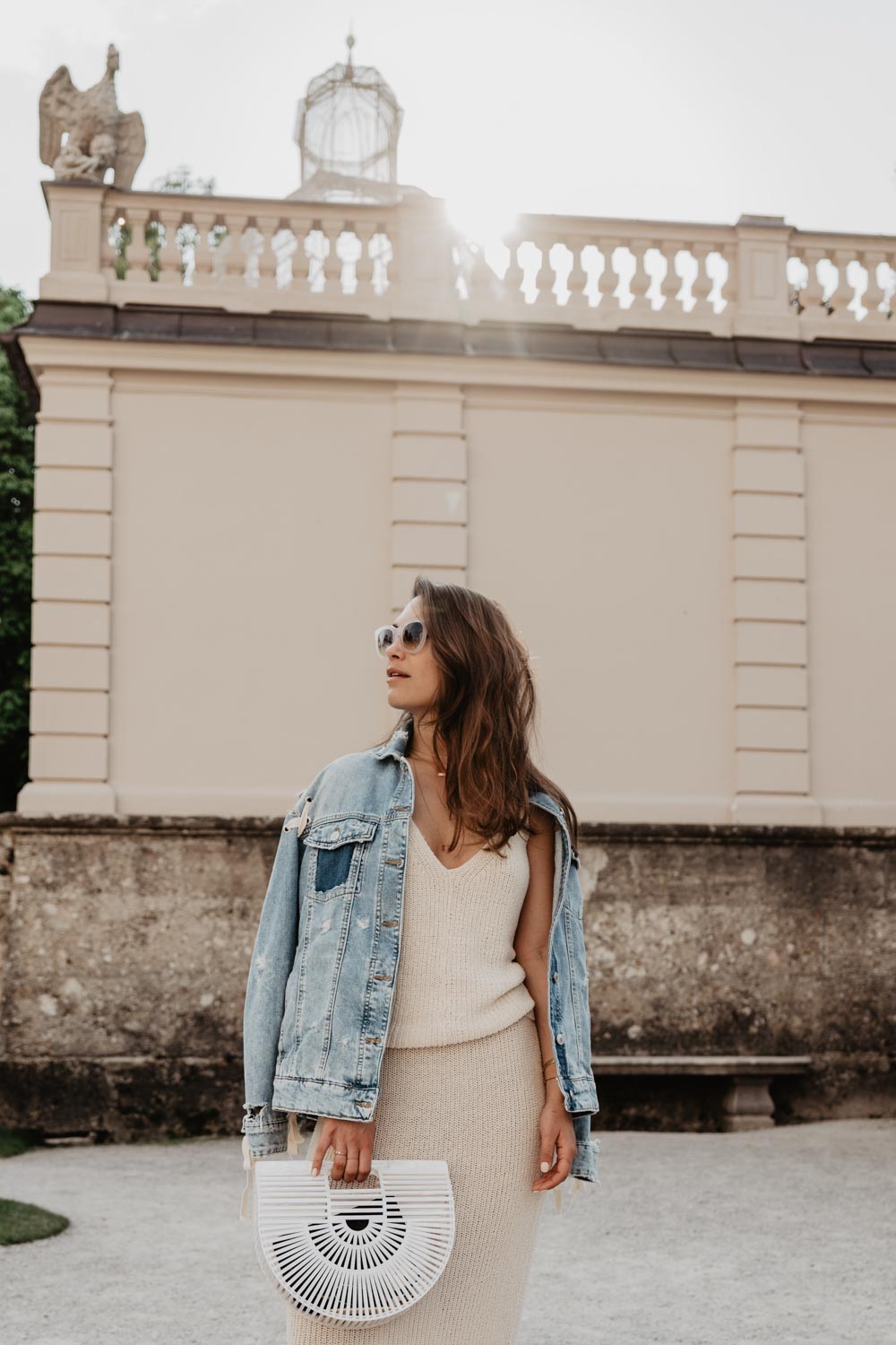 Outfit: The Lost Outfit | Cult Gaia Ark Bag, Nike Huarache, Knit Skirt, Denim Jacket, Céline Sunglasses | you rock my life | ninawro