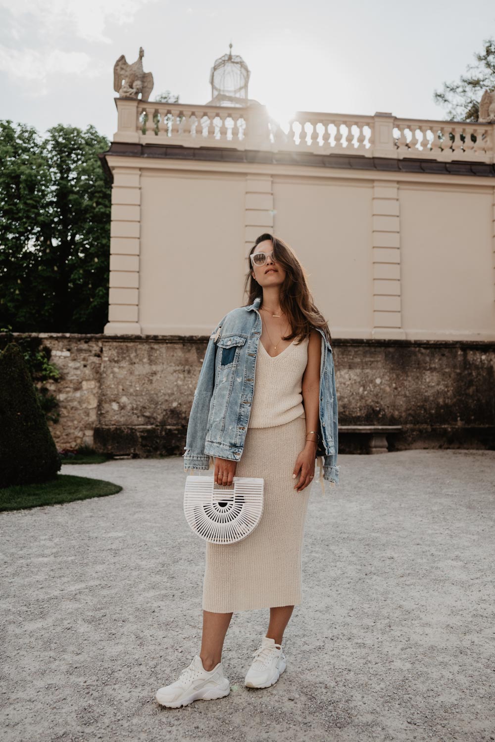 Outfit: The Lost Outfit | Cult Gaia Ark Bag, Nike Huarache, Knit Skirt, Denim Jacket, Céline Sunglasses | you rock my life | ninawro