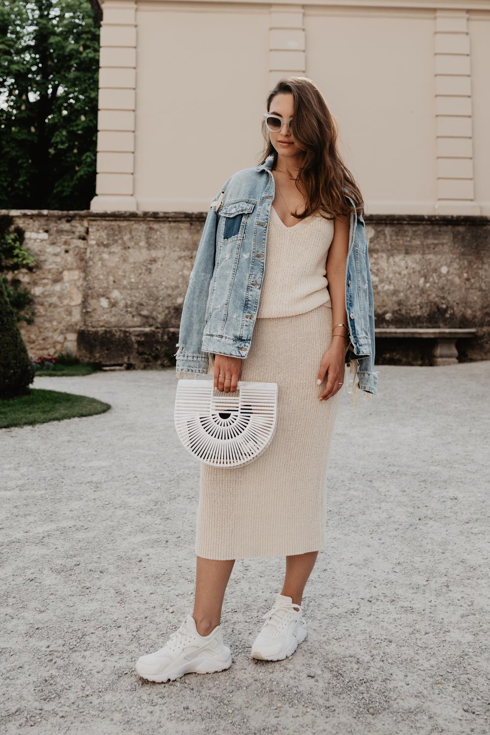 Outfit: The Lost Outfit | Cult Gaia Ark Bag, Nike Huarache, Knit Skirt, Denim Jacket, Céline Sunglasses | you rock my life | ninawro