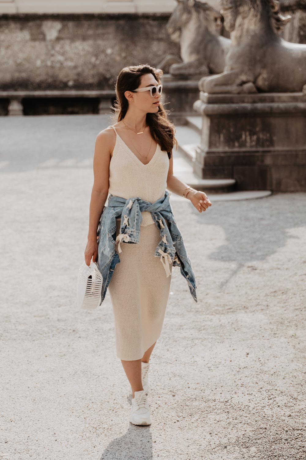 Outfit: The Lost Outfit | Cult Gaia Ark Bag, Nike Huarache, Knit Skirt, Denim Jacket, Céline Sunglasses | you rock my life | ninawro