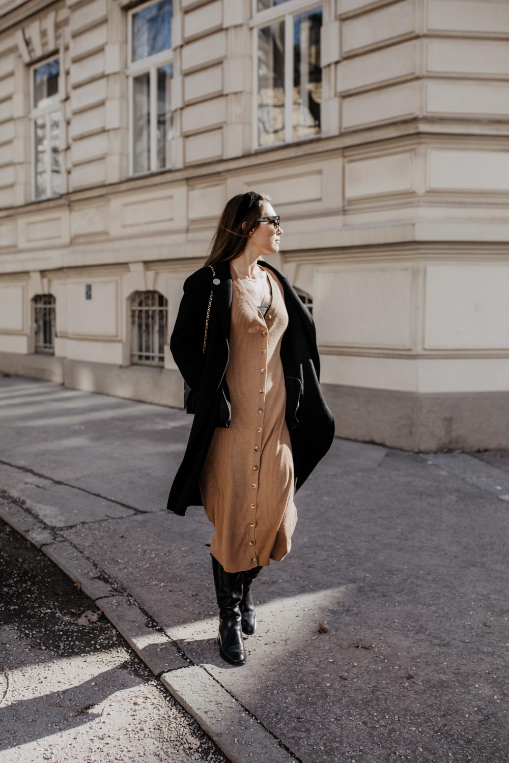 Outfit: Camel Rib Knit Dress | You Rock My Life @ninawro