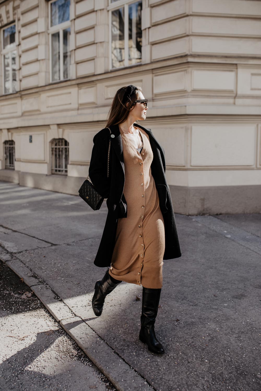 Outfit: Camel Rib Knit Dress | You Rock My Life @ninawro