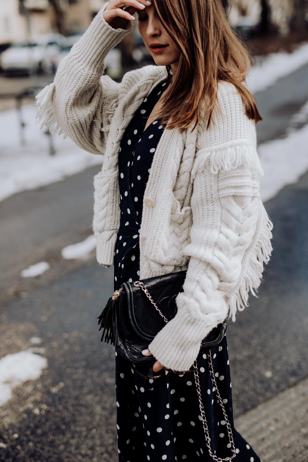 Outfit: Ganni Polka Dot Dress, Baker Boy Hat, Chanel Bag | you rock my life